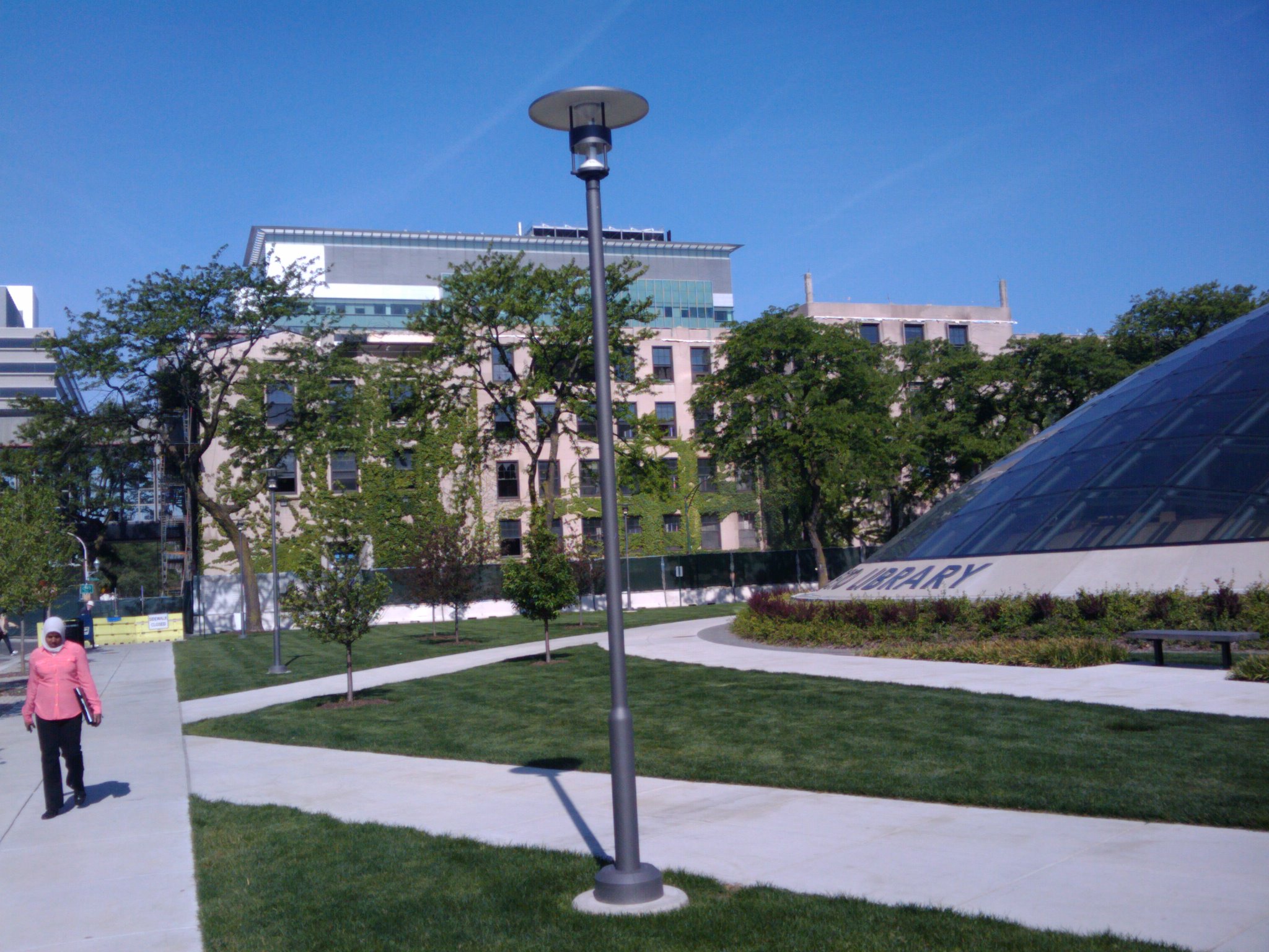 May 16,
                    2012, front of Research Institutes (library in
                    foreground)